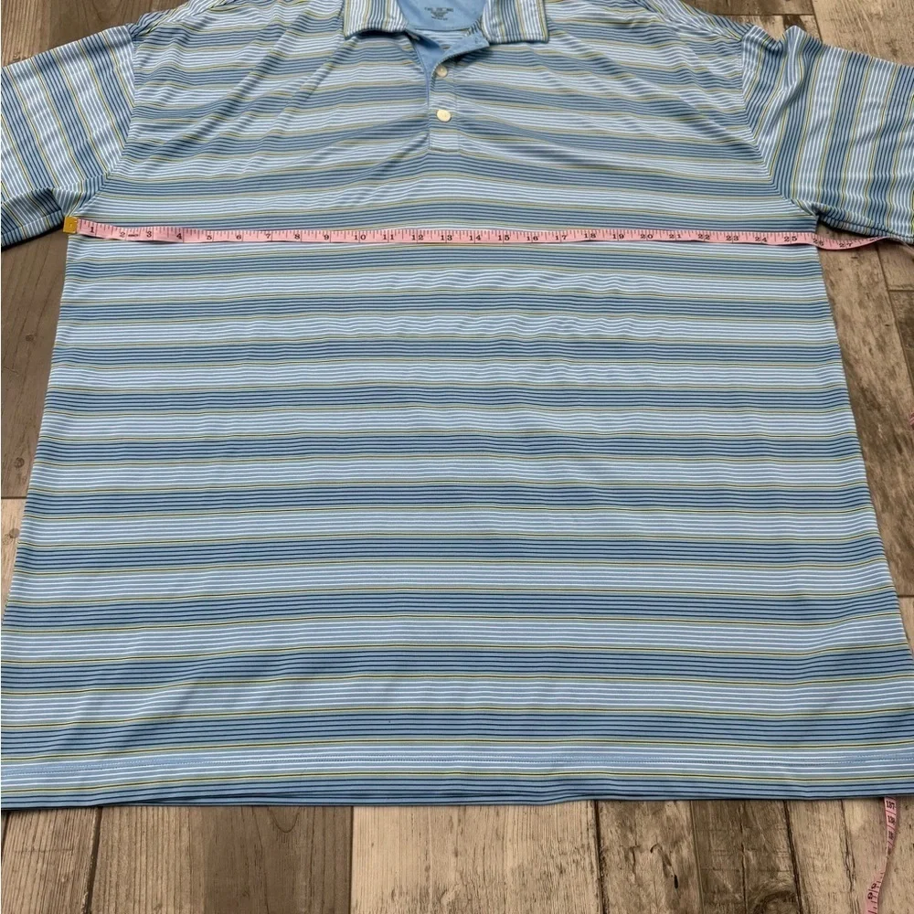 Nike Golf Polo Mens XXL Dri Fit Blue Striped Embroidered Shirt UV Protec…